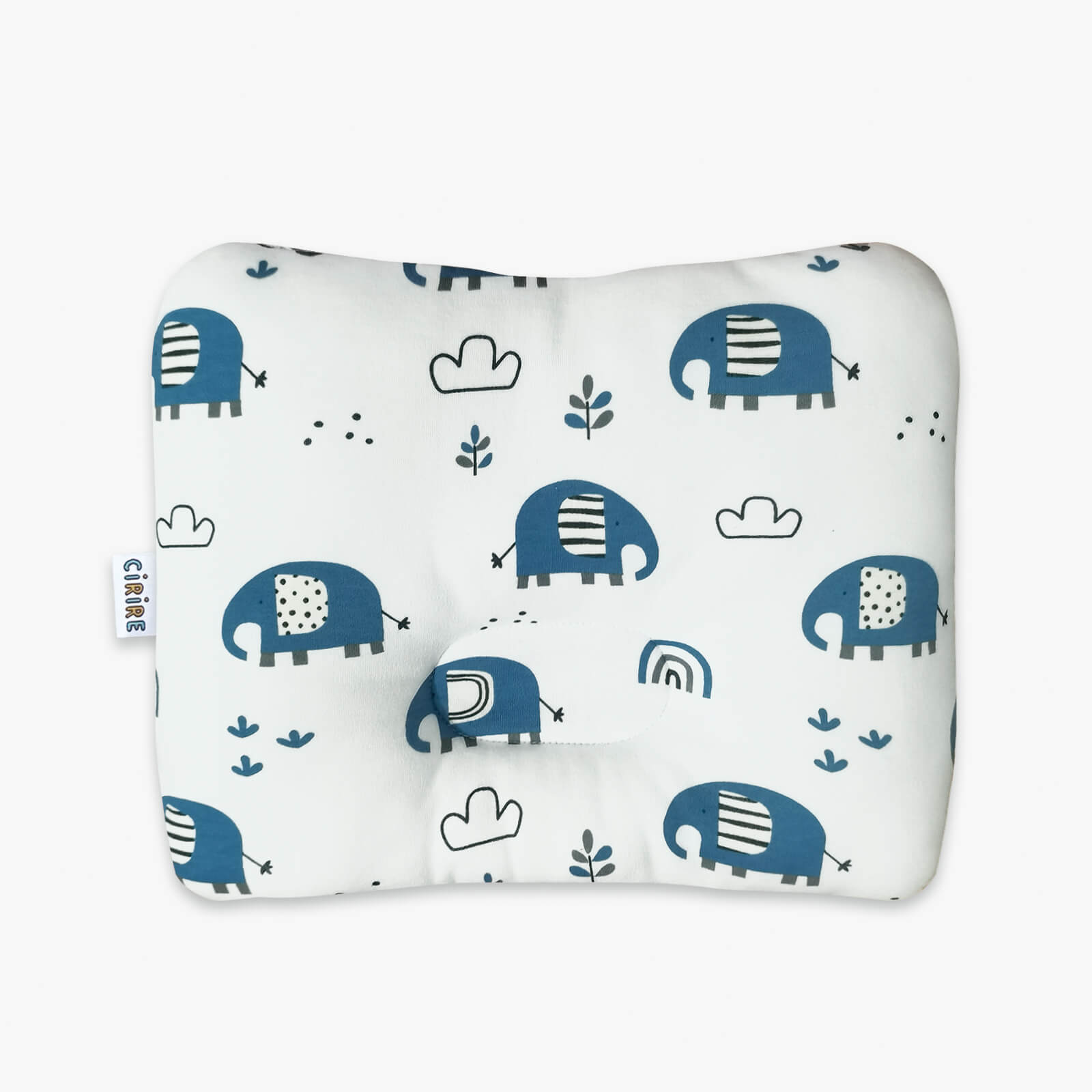 CIRIRE Baby head support pillow–Blue Elephant Print