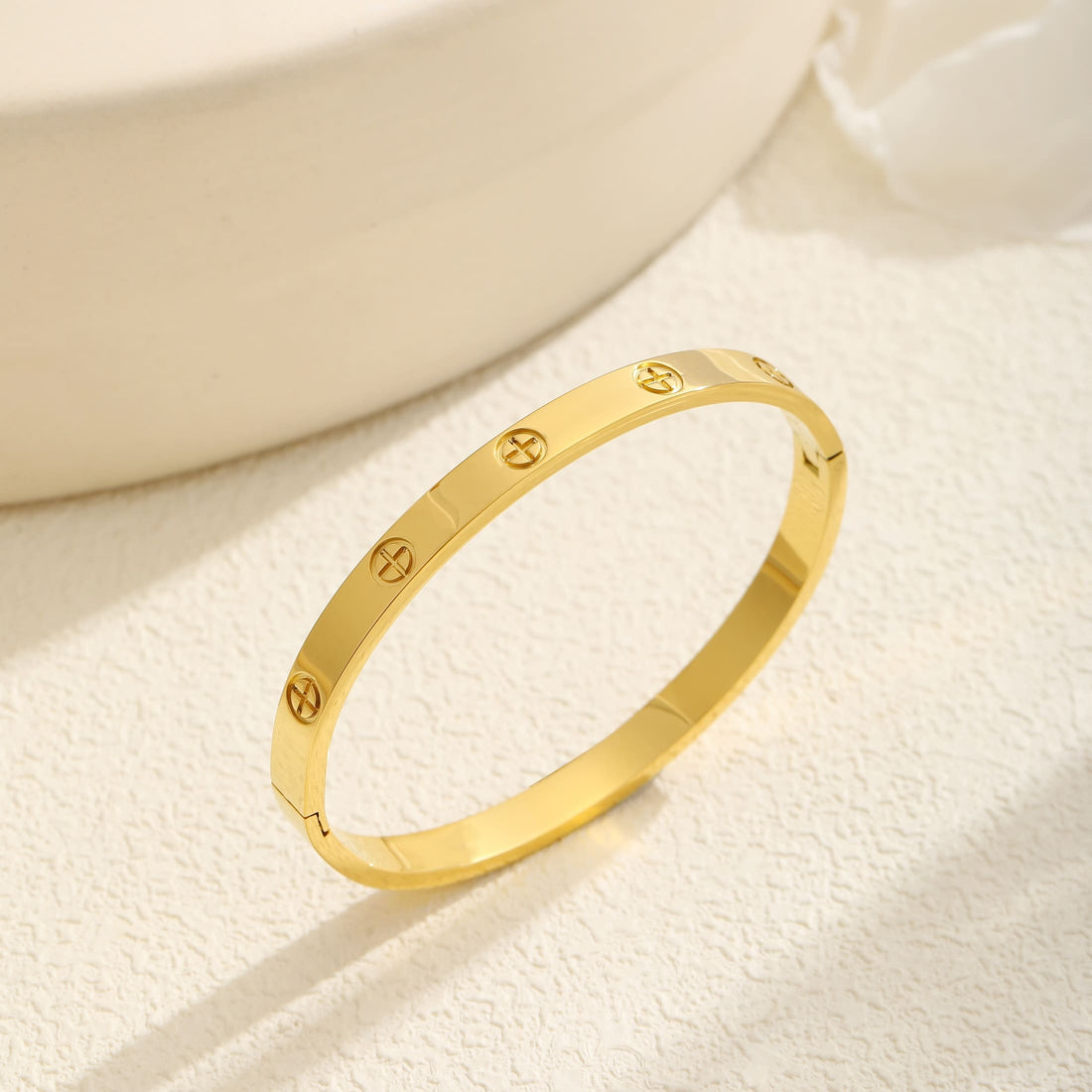 Gold Stainless Steel Screw Bangle Bracelet