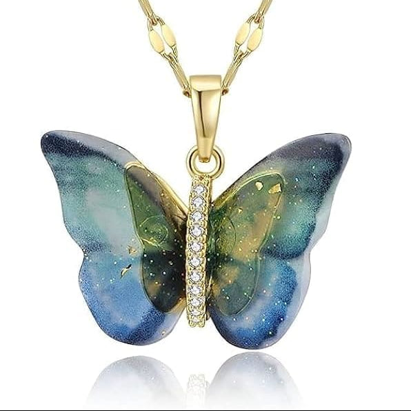 stainless Butterfly Necklace with Cubic Zirconia – Elegant Minimalist Jewelry