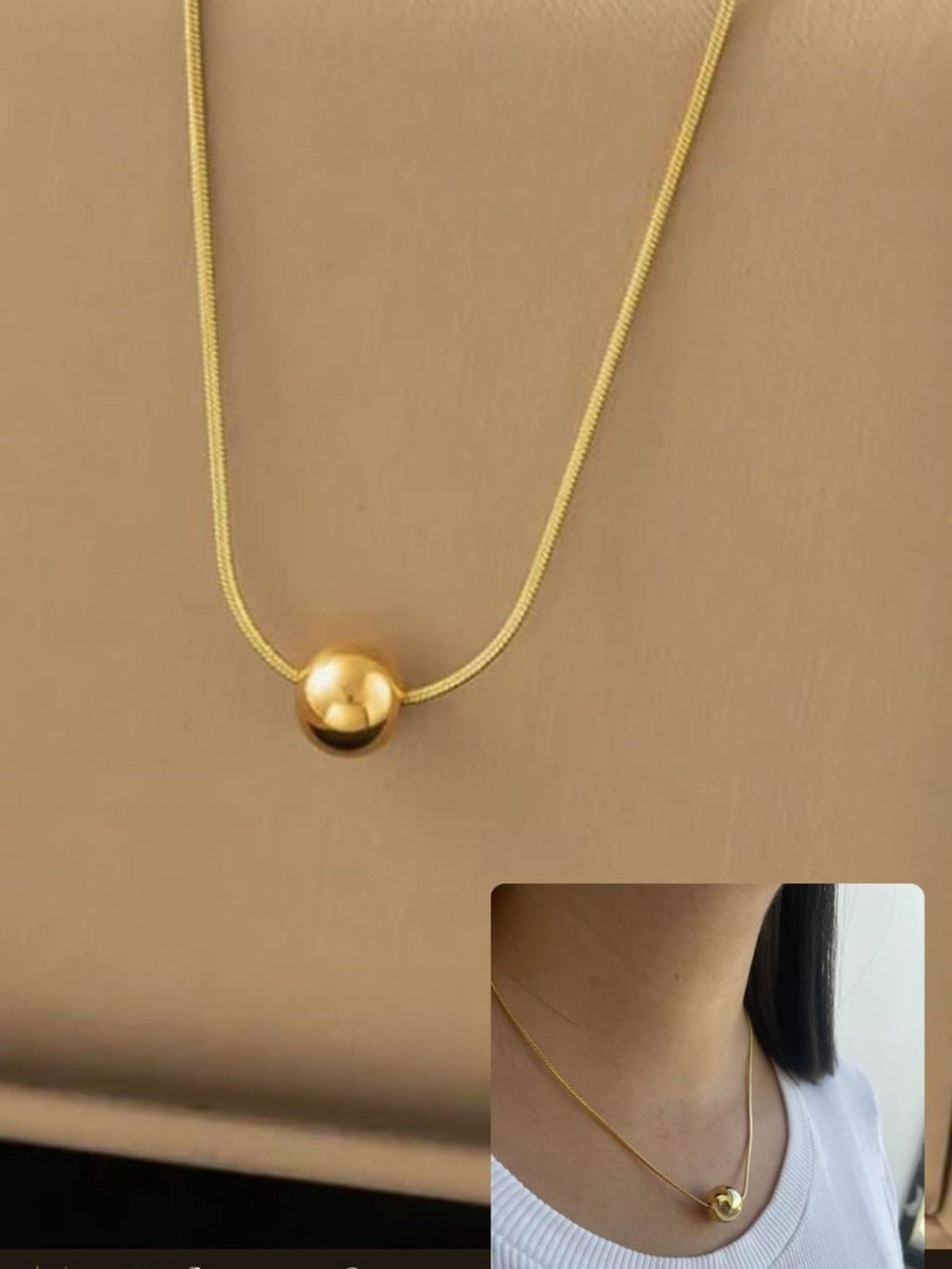 Gold-Tone Stainless Steel Necklace – Simple Solid Color 18K Gold Plated Design