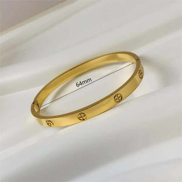 Gold Stainless Steel Screw Bangle Bracelet