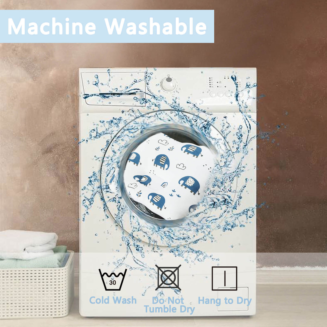 CIRIRE Baby head support pillow–Blue Elephant Print