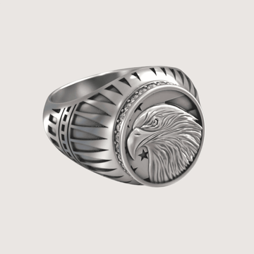 Adjustable Eagle Signet Ring for Men – Silver-Tone Copper Statement Ring