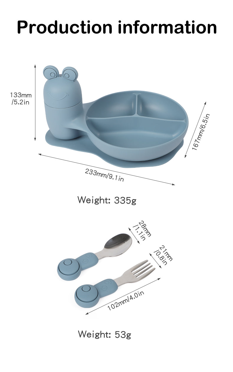 Snail-Shaped Baby Silicone Plate – Suction Base, BPA-Free, Compartmentalized