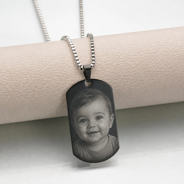 Collier personnalisé avec gravure photo sur acier inoxydable